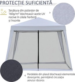 Outsunny Foisor de Gradina 3x3m cu Plasa de Tantari din Poliester si Metal | Aosom Romania