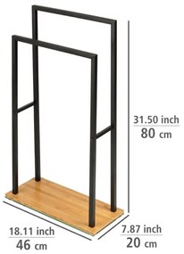 WENKO 24752100 - Suport pentru prosoape BAMBUSA 46 x 80 cm, negru/maro