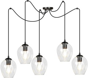 Emibig Level lampă suspendată 5x60 W negru-transparent 756/5