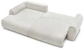 Colțar crem extensibil cu tapițerie din catifea reiată (cu colț pe partea stângă ) Lucien – Bobochic Paris