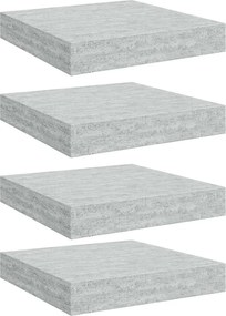 vidaXL Rafturi perete suspendate 4 buc. gri beton 23x23,5x3,8 cm MDF