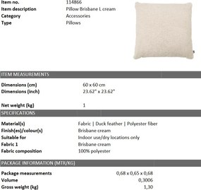 Perna decorativa LUX 60x60cm, Brisbane Cream L 114866 HZ