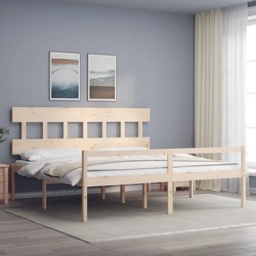 3195436 vidaXL Cadru de pat senior cu tăblie, 200x200 cm, lemn masiv