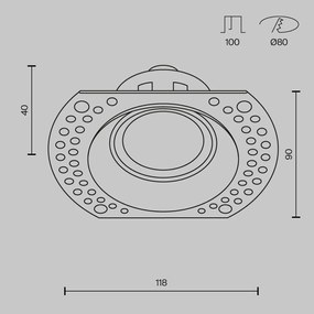 Spot incastrabil design tehnic Dot alb