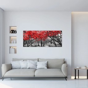 Tablou - Copaci roșii, Central Park, New York (120x50 cm)