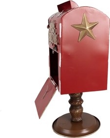 Cutie poștală decorativă vintage din metal, roșu, 27x22xH51 cm