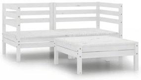 vidaXL Set mobilier de grădină, 3 piese, alb, lemn masiv de pin