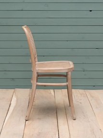 Scaun dining bej din lemn de fag, rattan si trestie, Paula
