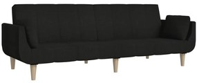 Canapea extensibila cu 2 locuri, 2 perne, negru, textil Negru, Fara scaunel pentru picioare Fara scaunel pentru picioare