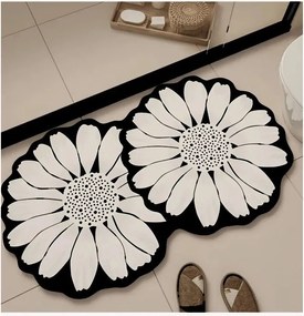 Covoraș de baie negru/crem 70x120 cm Flor Extrana – Foutastic