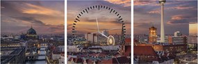 Tablou - Apus de soare în Berlin (cu ceas) (90x30 cm)