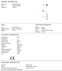 Pendul LED design modern Essenza negru, auriu