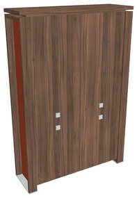 Dulap înalt Verno+ S 140 x 46 x 210 cm, divizat, nuc / portocaliu