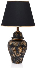 Veioză neagră-aurie cu abajur textil (înălțime 54 cm) Derin – Opviq lights