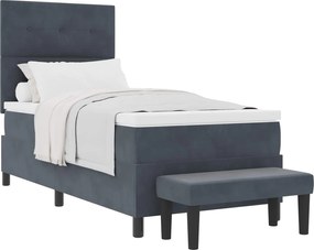 vidaXL Pat cu arcuri cu saltea Gri închis 90 x 200 cm Catifea