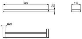 Bara dubla portprosop Ideal Standard Atelier Conca crom lucios 60 cm