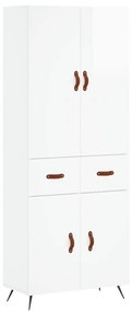 3198123 vidaXL Dulap înalt, alb extralucios, 69,5x34x180 cm, lemn compozit