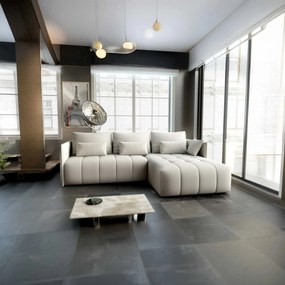 Colțar extensibil dumonde cu ladă de depozitare si sezut confortabil din spuma high-density, Malta Enjoy Beige II 235x185 cm