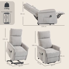 HOMCOM Fotoliu Electric cu Ridicare și Reclinare din Chenille cu Spătar Înalt, Telecomandă, Gri Deschis | Aosom Romania