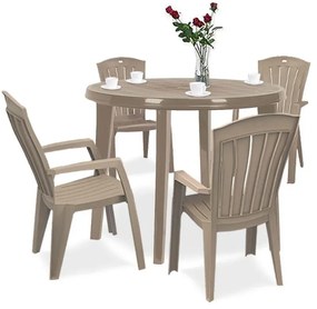 Set mobilier de grădină Lisorini 4+1 cappuccino