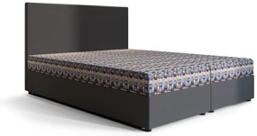 Pat matrimonial Boxspring 140 cm Skonto Comfort (Gri închis + Motiv tricotat) (cu saltea și sp. depozitare). 1056312
