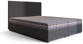 Pat matrimonial Boxspring 140 cm Skonto (gri deschis + motiv tricotat) ( cu saltea și sp. depozitare). 1047347