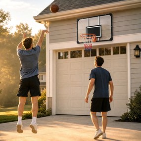 SPORTNOW Coș de Baschet de Perete pentru Exterior 113 x 73 cm, Inel Ø45 cm și Plasă, Negru | Aosom Romania