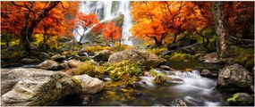 Tablou - Cascade în peisaj de toamnă, portocaliu (120x50 cm)