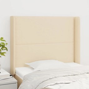 vidaXL Tăblie de pat cu aripioare, crem, 103x16x118/128 cm, textil