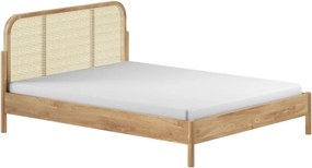 Pat matrimonial în culoare naturală din lemn de stejar fără somieră 160x200 cm Olive Rotan – Vipack