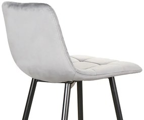 Scaun de bar gri MILA VELVET cu picioare negre