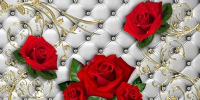 Fototapet 3D, Trandafirul rosu pe un fond alb din piele Art.05369