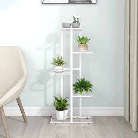 vidaXL Suport pentru flori cu 5 niveluri, alb, 43x22x98 cm, metal