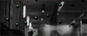 Tablou abstract - bilele verzi (120x50 cm)