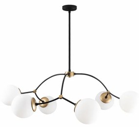 Lustra 6 Becuri Kromozom - 1021, Soclu E27, Max. 40W, Culoare Alb /Negru