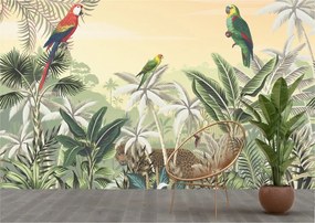 Tapet Premium Canvas - Papagali in natura abstract