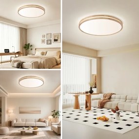 Brilagi - Lampă LED dimabilă MOLINA LED/100W/230V 3000-6000K stejar diam. 80 cm + telecomandă