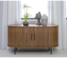 Comodă maro joasă cu aspect de lemn de stejar 140x76 cm Nola – Unique Furniture