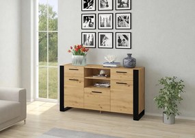 Comodă Nulakka C (Stejar artisan + negru mat). 1124825