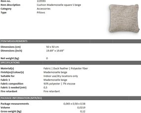 Perna decorativa LUX Mademoiselle Square S, bej 115593 HZ