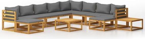 vidaXL Set mobilier grădină cu perne, 12 piese, lemn masiv de acacia