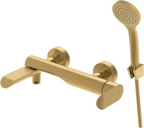 Baterie cada-dus Rubineta Ultra monocomanda auriu mat cu set de dus para 3 functii