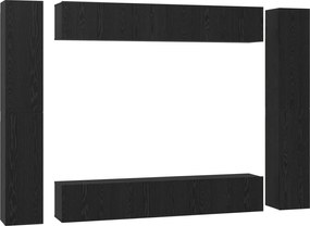 vidaXL Set comodă TV Pe perete 10 pcs Stejar Negru Lemn compozit