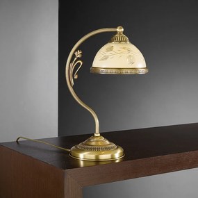 Veioza / Lampa de masa din alama cu sticla decorata design italian 6208