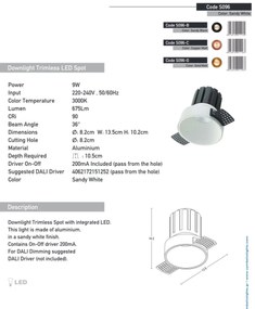 Spot LED incastrabil Trimless cupru 9W 3000K