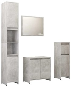 Set mobilier de baie, 4 piese, gri beton, PAL Gri beton, 1