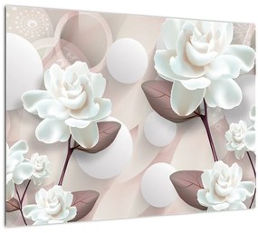 Tablou pe sticlă - Flori de trandafir (70x50 cm)