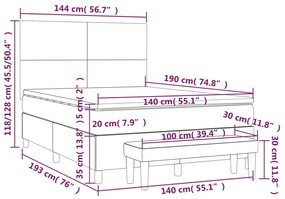 Pat box spring cu saltea, albastru, 140x200 cm, textil Albastru, 140 x 190 cm, Design simplu