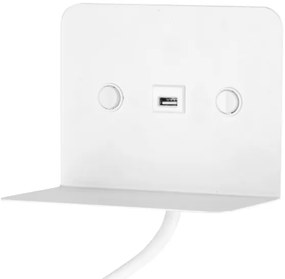Veioză LED flexibilă cu raft și încărcare USB ONLI PLAK LED/1W/230V alb