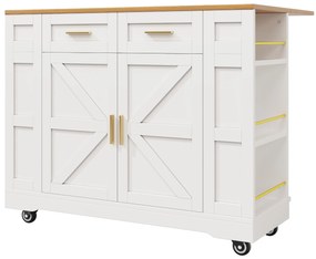 Insulă de bucătărie modernă cu blat reglabil,Alb | Aosom Romania